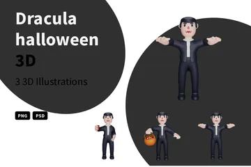 Drácula Halloween Paquete de Illustration 3D