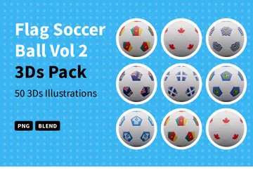 Drapeau Ballon De Football Vol 2 Pack 3D Icon