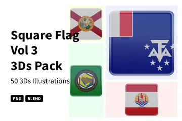 Drapeau carré Vol 3 Pack 3D Icon