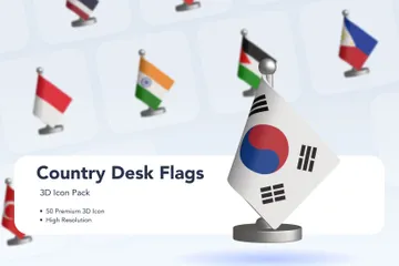 Drapeau de bureau du pays Pack 3D Icon