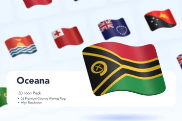 Drapeaux flottants des pays - Oceana Pack 3D Icon