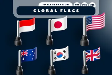 Drapeaux mondiaux Pack 3D Icon