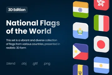 Drapeaux nationaux du monde Pack 3D Icon