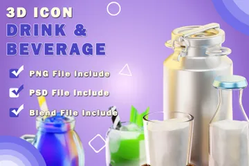 Drinks & Beverage 3D Icon Pack