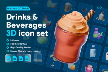 Drinks & Beverages 3D Icon Pack