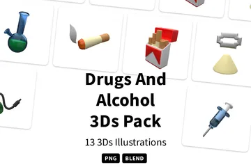Drogas e álcool Pacote de Icon 3D