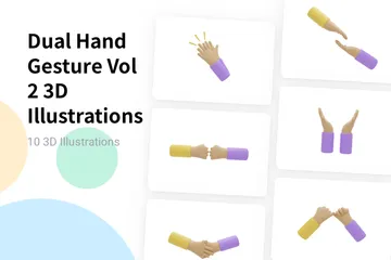 Free Dual Hand Gesture Vol 2 3D Illustration Pack
