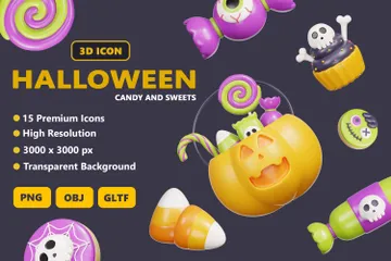 Dulces y dulces de Halloween Paquete de Icon 3D