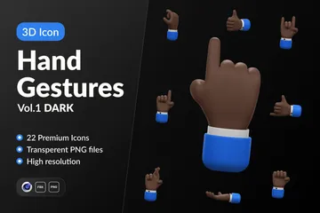Dunkle Handgesten 3D Icon Pack