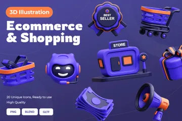 Comércio eletrônico e compras Pacote de Icon 3D