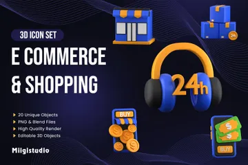 Comércio eletrônico e compras on-line Pacote de Icon 3D