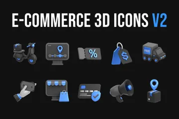 E-commerce e compras V2 Pacote de Illustration 3D