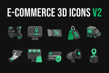 E-commerce e compras V2 Pacote de Illustration 3D