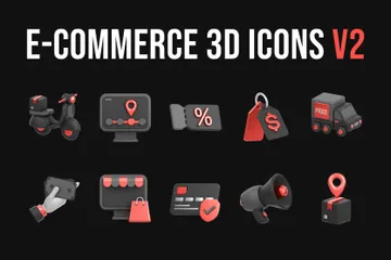 E-commerce e compras V2 Pacote de Illustration 3D