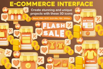 E-Commerce Interface 3D Illustration Pack