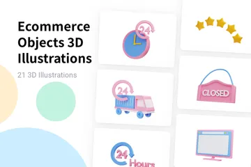 E-Commerce-Objekte 3D Illustration Pack