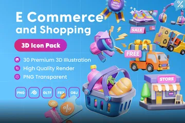 Commerce électronique et achats Pack 3D Icon