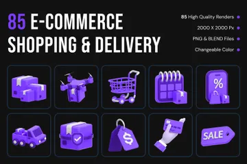 E-commerce Shopping & Delivery 3D Icon Pack