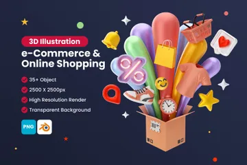E-Commerce-Shopping und -Marketing 3D Icon Pack