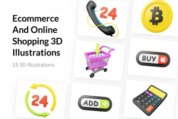 E-Commerce und Online-Shopping 3D Illustration Pack