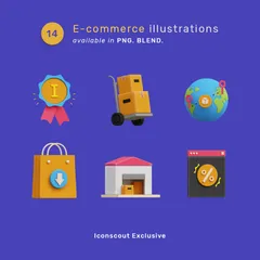 E-Commerce und Shopping 3D Illustration Pack