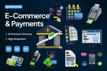 E-Commerce und Zahlungen 3D Icon Pack