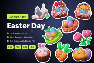 Easter Day 3D Icon Pack