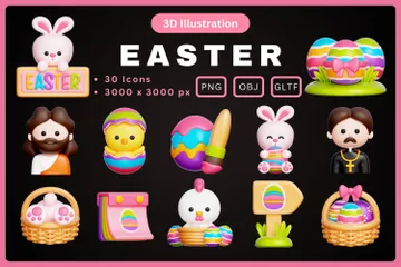 Easter Day 3D Icon Pack