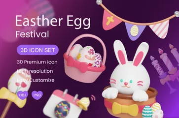부활절 달걀 축제 3D Icon 팩