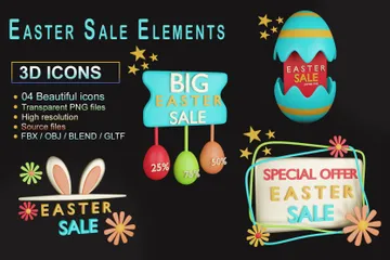Easter Sale Elements 3D Icon Pack