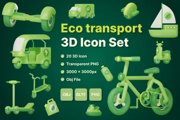 Eco Transport 3D Icon Pack