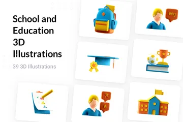 École et éducation Pack 3D Illustration