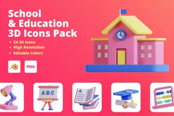 École et éducation Pack 3D Illustration