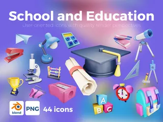 École et éducation Pack 3D Illustration