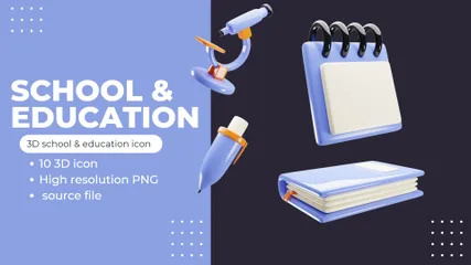 École et éducation Pack 3D Icon
