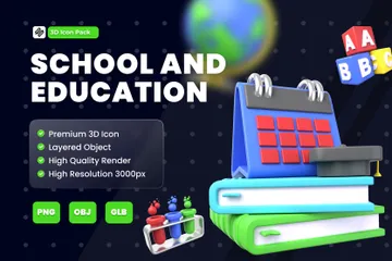 École et éducation Pack 3D Icon