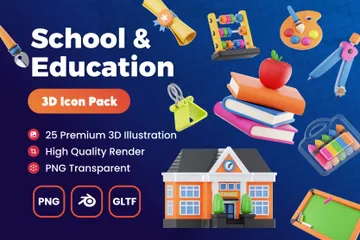 École et éducation Pack 3D Icon