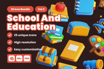 École et éducation V2 3D Icon Pack