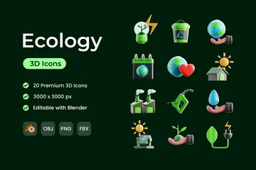 Ecologia Pacote de Icon 3D