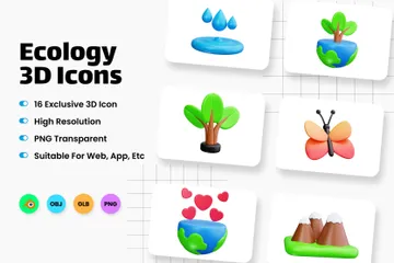 Ecologia Pacote de Icon 3D