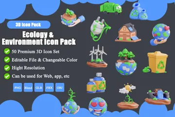 Ecologia e Meio Ambiente Pacote de Icon 3D