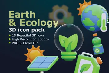 Terra e Ecologia Pacote de Icon 3D