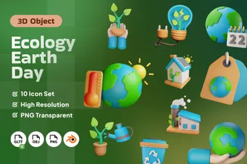 Ecologia Dia da Terra Pacote de Icon 3D