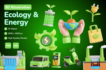 Ecologia e Energia Pacote de Icon 3D