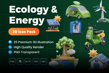 Ecologia e Energia Pacote de Icon 3D