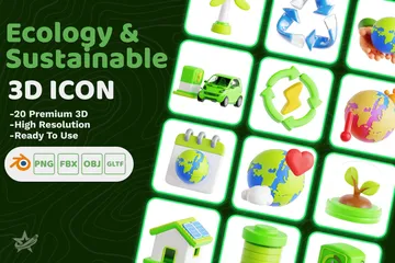 Ecologia e Sustentável Pacote de Icon 3D