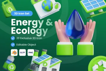 Energia e Ecologia Pacote de Icon 3D