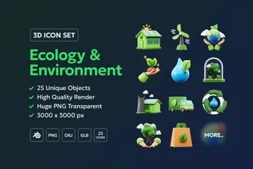 Ecología y Medio Ambiente Paquete de Icon 3D