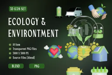 Ecologia e Meio Ambiente Pacote de Icon 3D