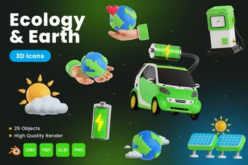 Ecologia e Terra Pacote de Icon 3D